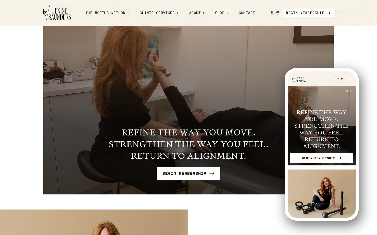 By Jenine Saunders website shown on desktop and mobile