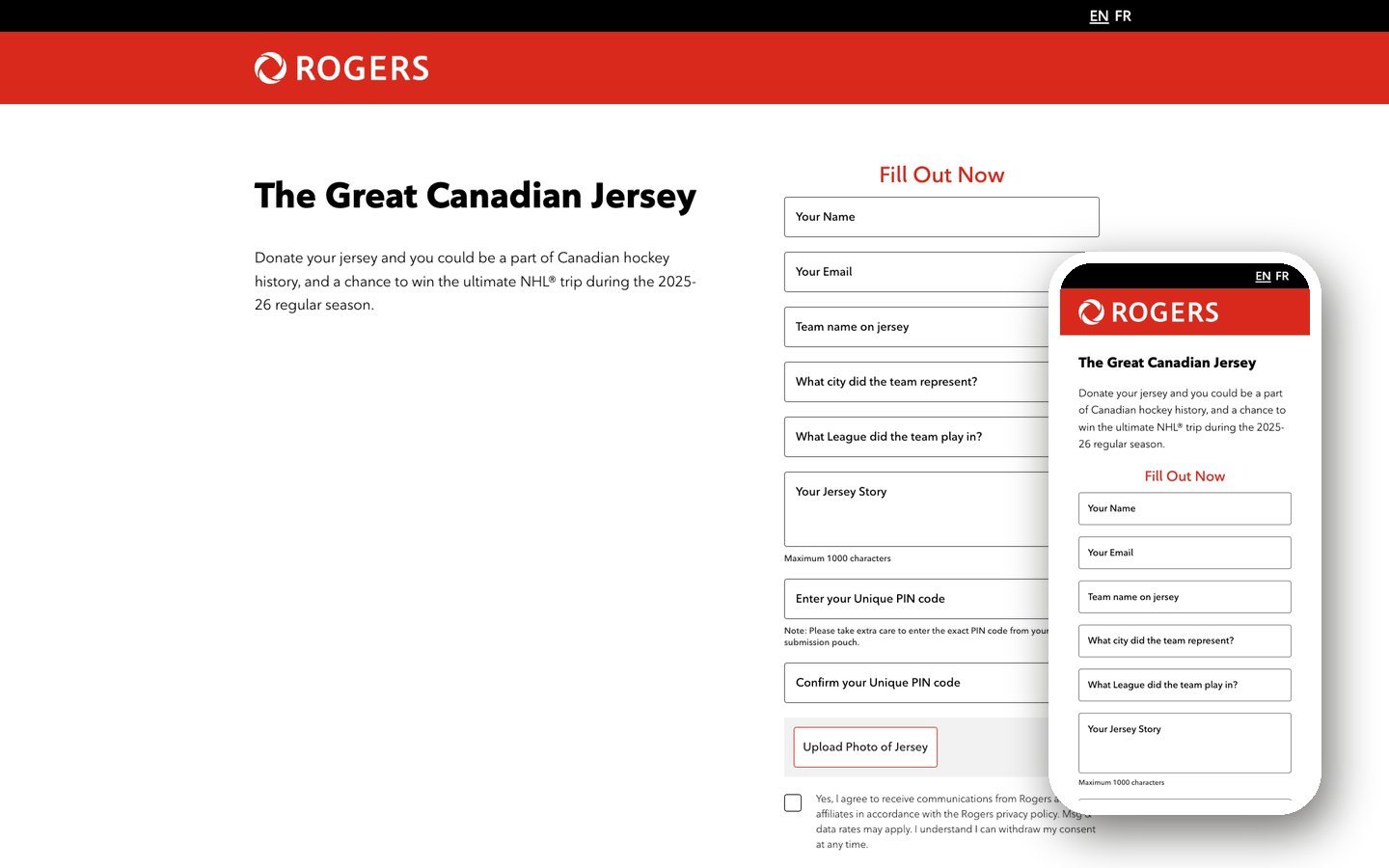 A national campaign capture page on desktop and mobile