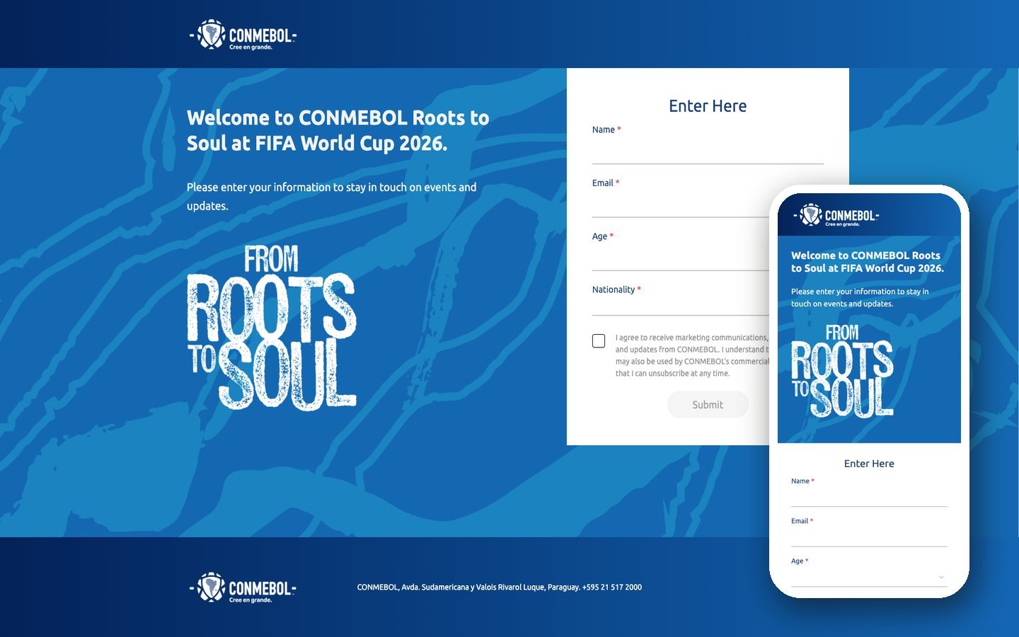 A second campaign capture page on desktop and mobile