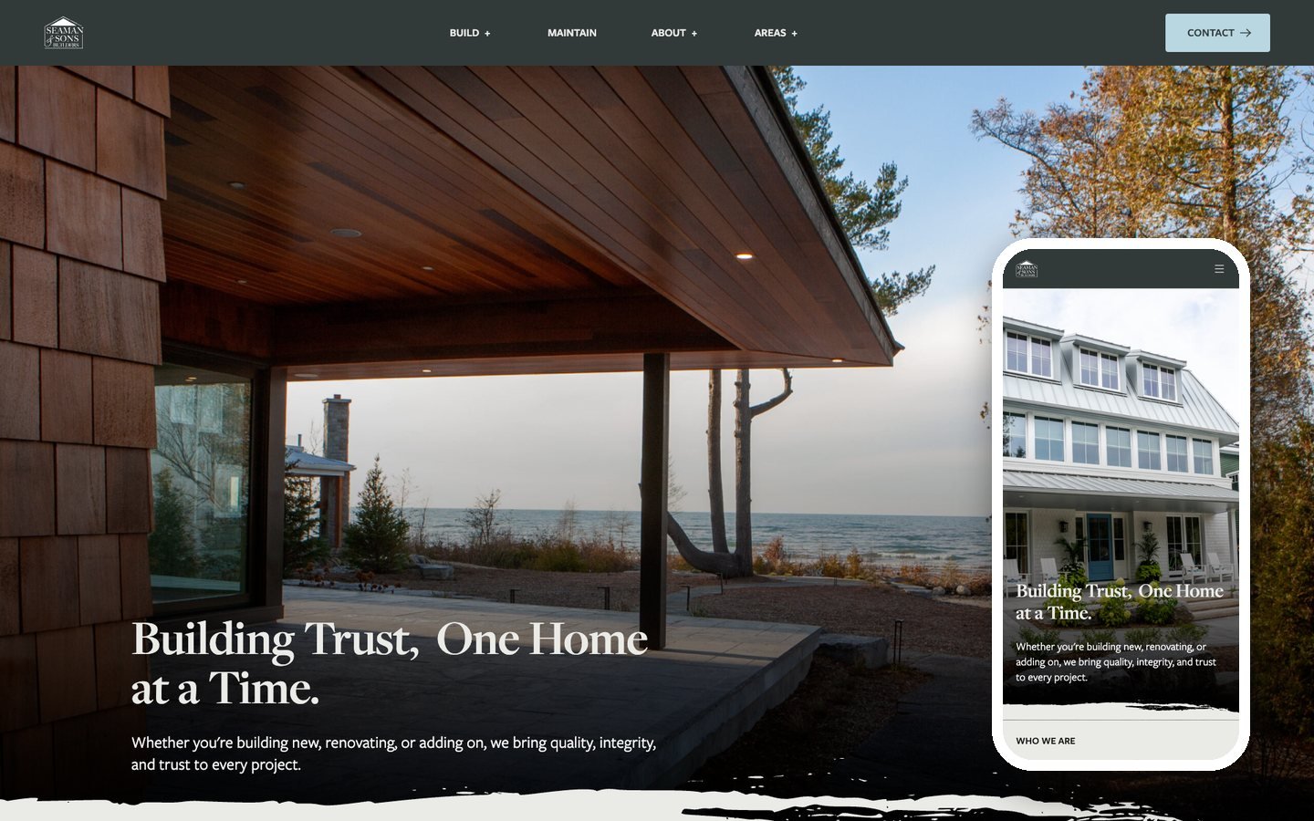Seaman & Sons Builders website homepage, built from a Figma design